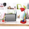 Limelights Gooseneck Organizer Desk Lamp with Holder and Charging Outlet, Red LD1057-RED